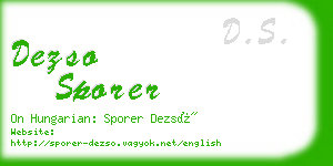 dezso sporer business card